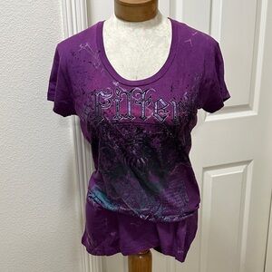 Filter Los Angeles Women’s Short Sleeve Purple Graphic T-shirt - XL (Runs Small)